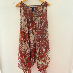 H&M Orange and Cream sheer printed sheer tunic/dress size 12